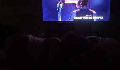 Two sluts share a big cock in a messy threesome