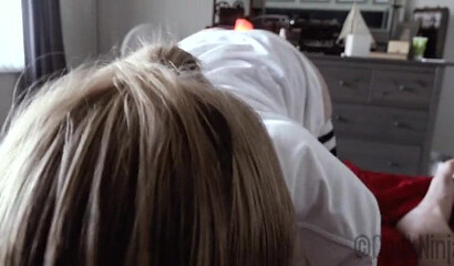 Sneaky redhead sister seduces Cockninja with her big ass