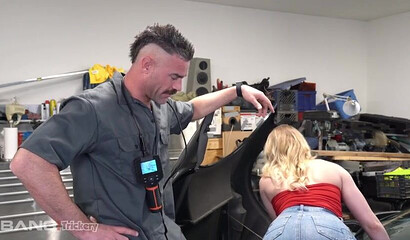 Cute Kenzie Madison Let Mechanic Pound Her In The Garage
