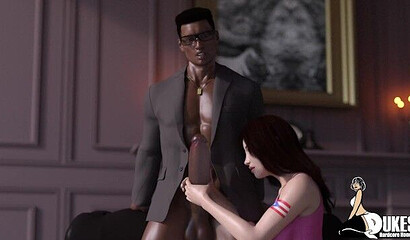 Hentai porn featuring a brunette milf giving a handjob