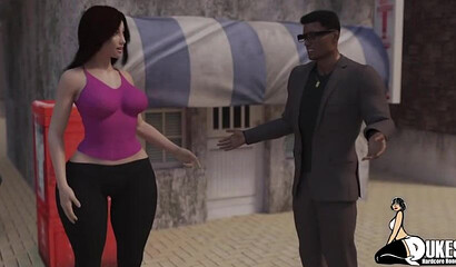 Hentai porn featuring a brunette milf giving a handjob