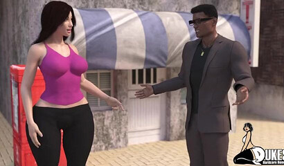 Hentai porn featuring a brunette milf giving a handjob