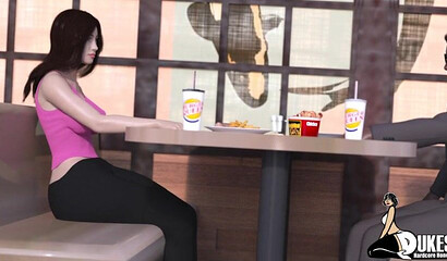 Hentai porn featuring a brunette milf giving a handjob