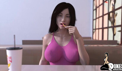 Hentai porn featuring a brunette milf giving a handjob