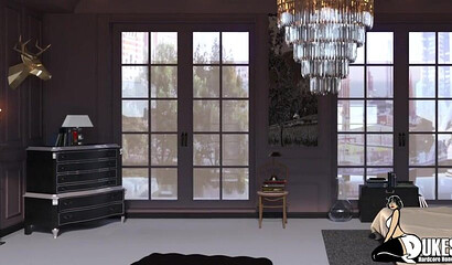 Hentai porn featuring a brunette milf giving a handjob