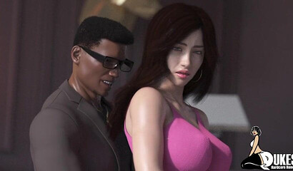 Hentai porn featuring a brunette milf giving a handjob