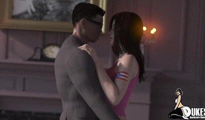 Hentai porn featuring a brunette milf giving a handjob