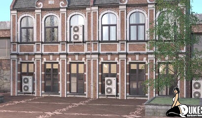 Hentai porn featuring a brunette milf giving a handjob