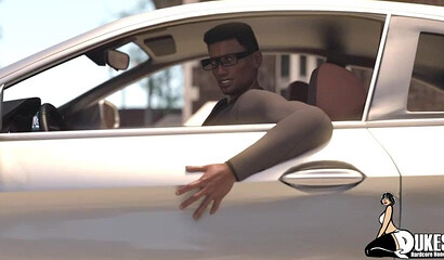 Hentai porn featuring a brunette milf giving a handjob