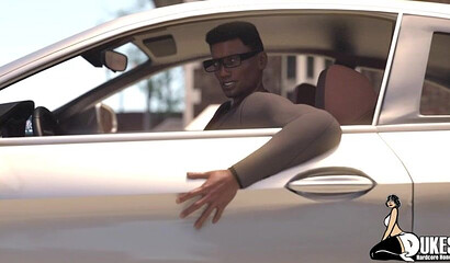 Hentai porn featuring a brunette milf giving a handjob