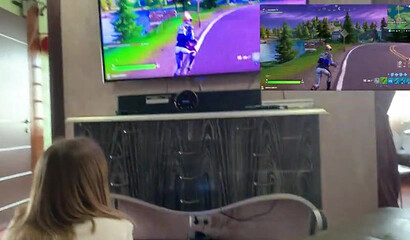 Big ass sister fucks while playing video games