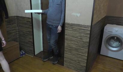 Redhead wife gives the delivery boy the wettest tip