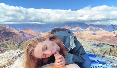 Amateur slut with natural tits gets creampied outdoors