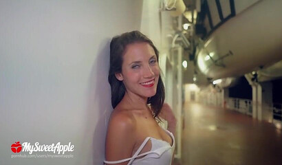 Teenager pornstar Mysweetapple fucking in a public toilet