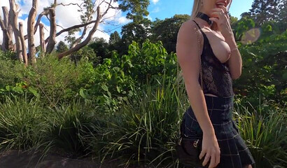 Hot Amateur Schoolgirl Riding Glass Dildo And Squirting In Public