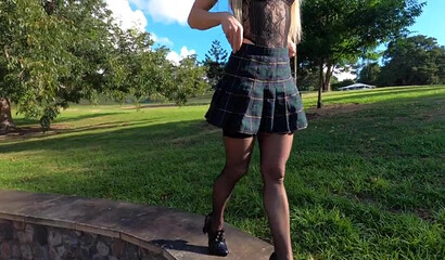 Hot Amateur Schoolgirl Riding Glass Dildo And Squirting In Public