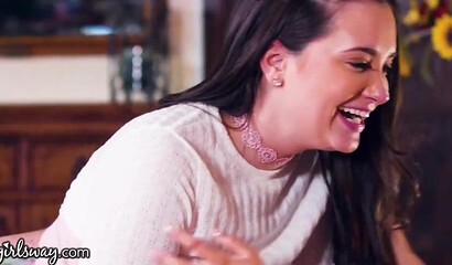 Gorgeous Brunette Lesbian Ember Snow Licking Gia Page's Hairy Pussy