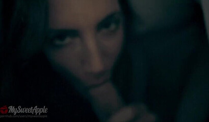 Sneaky teen sister makes her brother cum on her