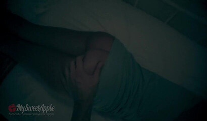 Sneaky teen sister makes her brother cum on her