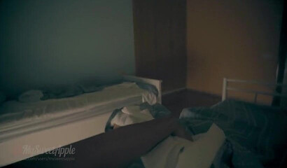 Sneaky teen sister makes her brother cum on her