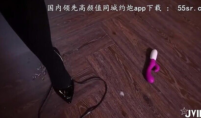 Japanese milf in pantyhose moans while riding a dildo