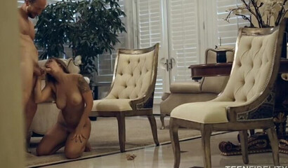 Busty mom Layla London gives a passionate blowjob