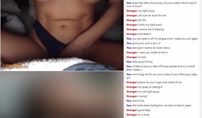 Naughty bimbo with pierced nipples masturbating on a webcam