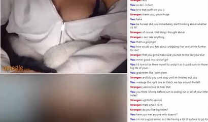 Naughty bimbo with pierced nipples masturbating on a webcam