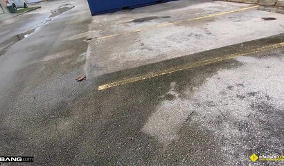 Inked-up redhead blows and rides a mechanic's cock