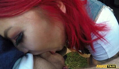 Beautiful Redhead Sabien Demonia With Gigantic Tits Fucks Her Taxi Driver