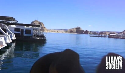 Cutie gets her pussy creampied on the yacht