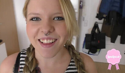 Huge butted teen fondles her big tits while getting fucked