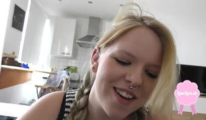 Huge butted teen fondles her big tits while getting fucked