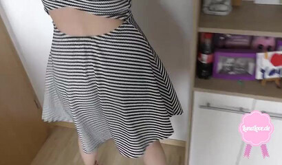 Huge butted teen fondles her big tits while getting fucked