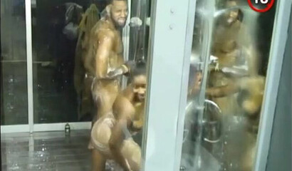 Sexy choco babes showering