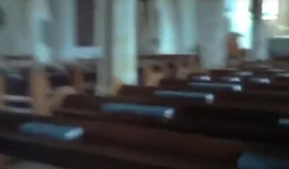 Nasty sluts with big tits masturbate in church