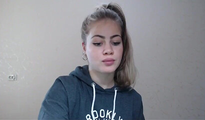 Sexy blonde teen shows her breasts on webcam