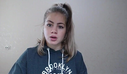 Sexy blonde teen shows her breasts on webcam