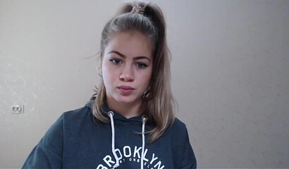 Sexy blonde teen shows her breasts on webcam