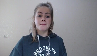 Sexy blonde teen shows her breasts on webcam