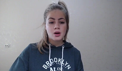 Sexy blonde teen shows her breasts on webcam