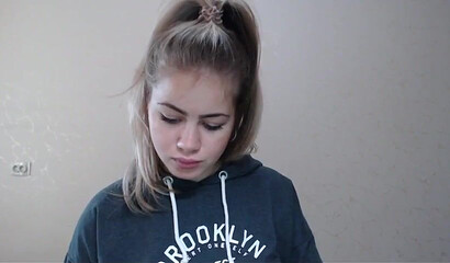 Sexy blonde teen shows her breasts on webcam