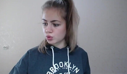Sexy blonde teen shows her breasts on webcam