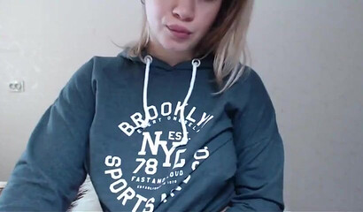 Sexy blonde teen shows her breasts on webcam