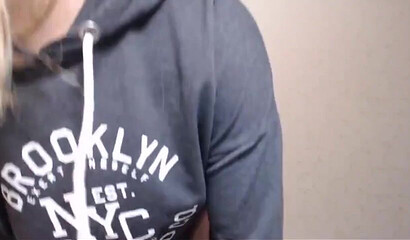 Sexy blonde teen shows her breasts on webcam