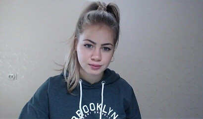 Sexy blonde teen shows her breasts on webcam