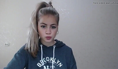 Sexy blonde teen shows her breasts on webcam
