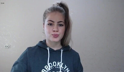 Sexy blonde teen shows her breasts on webcam