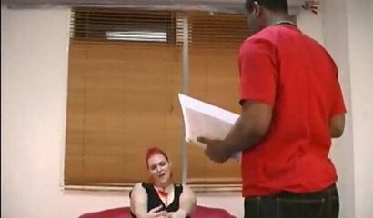 Redhead wife takes her husband's black dong