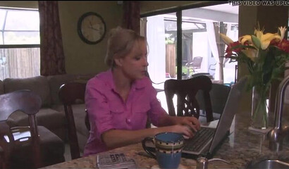 Mommy with big tits Jodi West strips and rides knob